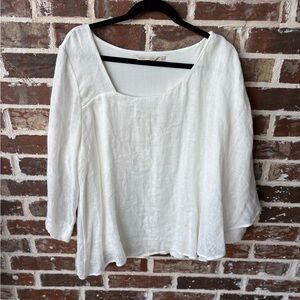 Soft Surroundings Southwind Cream Linen Layered Popover Top Size Large